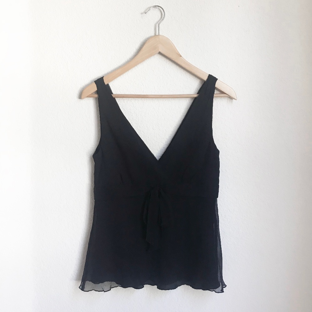 J. Crew 100% Silk V-Neck Tank w/ Bow NWT